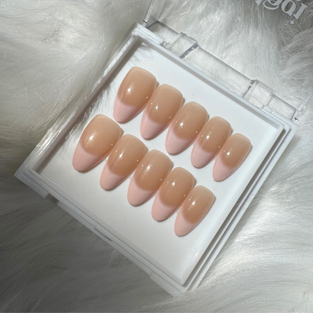 Halo French - Nude Press-On Nails with Baby Pink French Tips