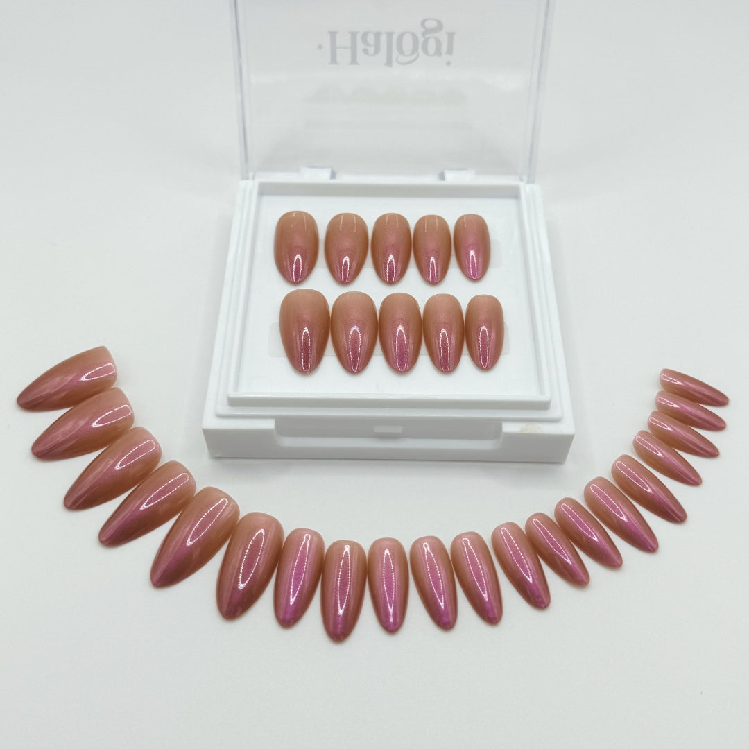 Moonlit Rose - Shimmery Mauve Press-On Nails with a Subtle Glaze
Includes 30 nail pieces