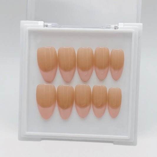 Glossy Nude Press-On Nails with Baby Pink French Tips